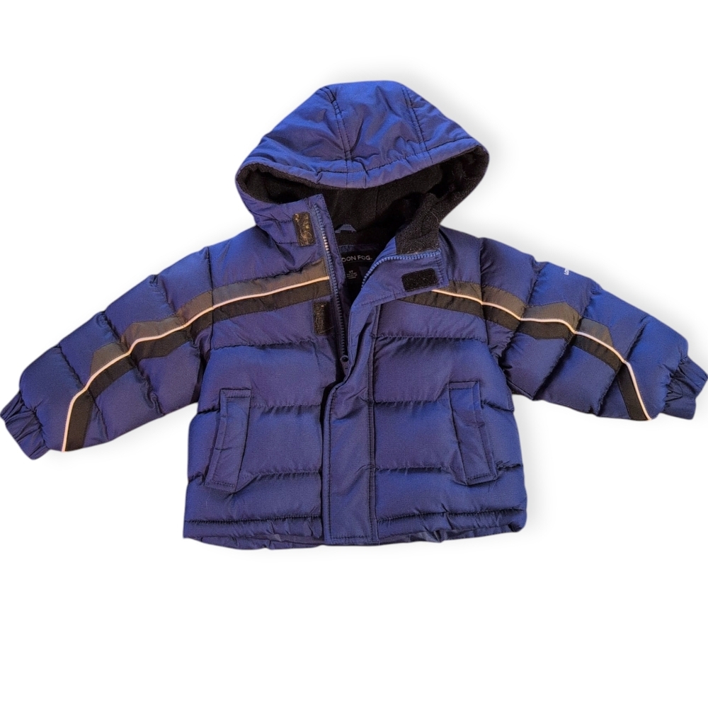 LONDON FOG Blue With Black And Grey Winter Coat